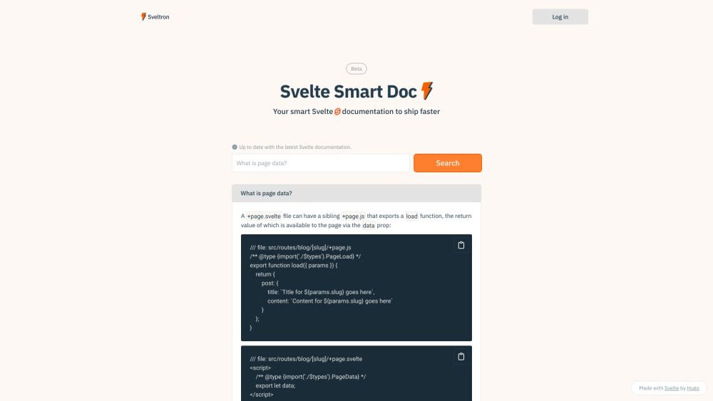 Svelte Smart Doc Website screenshot