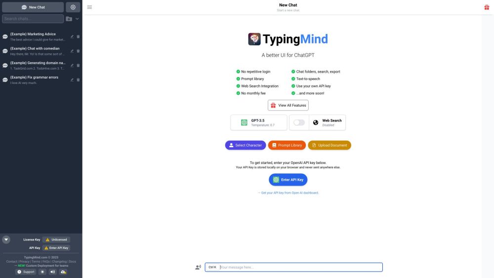 TypingMind Website screenshot