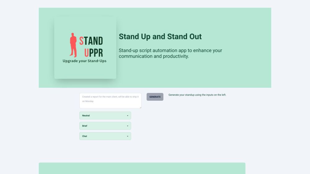 StandUppr Website screenshot