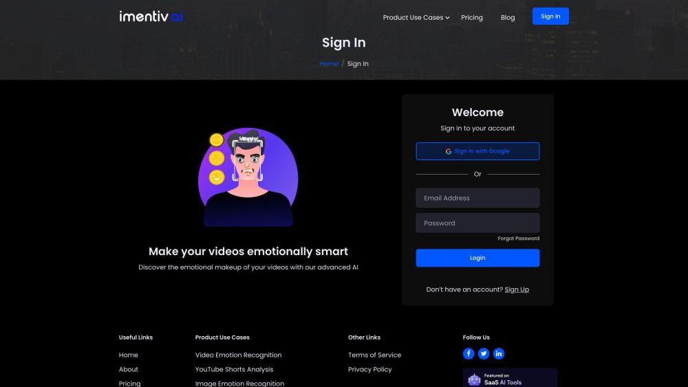 Imentiv AI - Facial Emotion Recognition Software Website screenshot