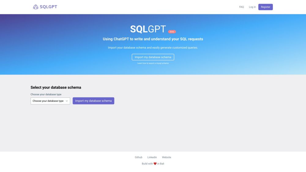 SQLgpt Website screenshot