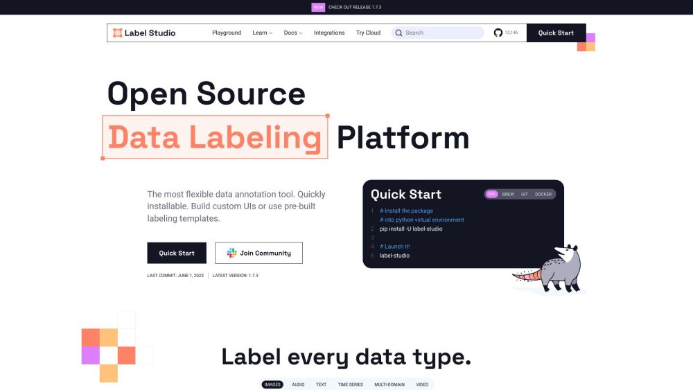 Label Studio Website screenshot