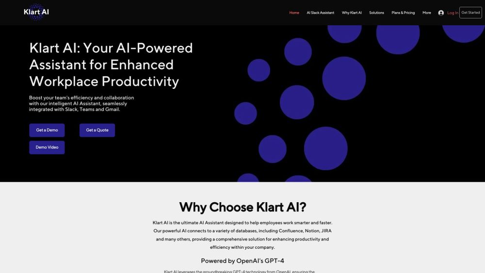 Klart AI Website screenshot