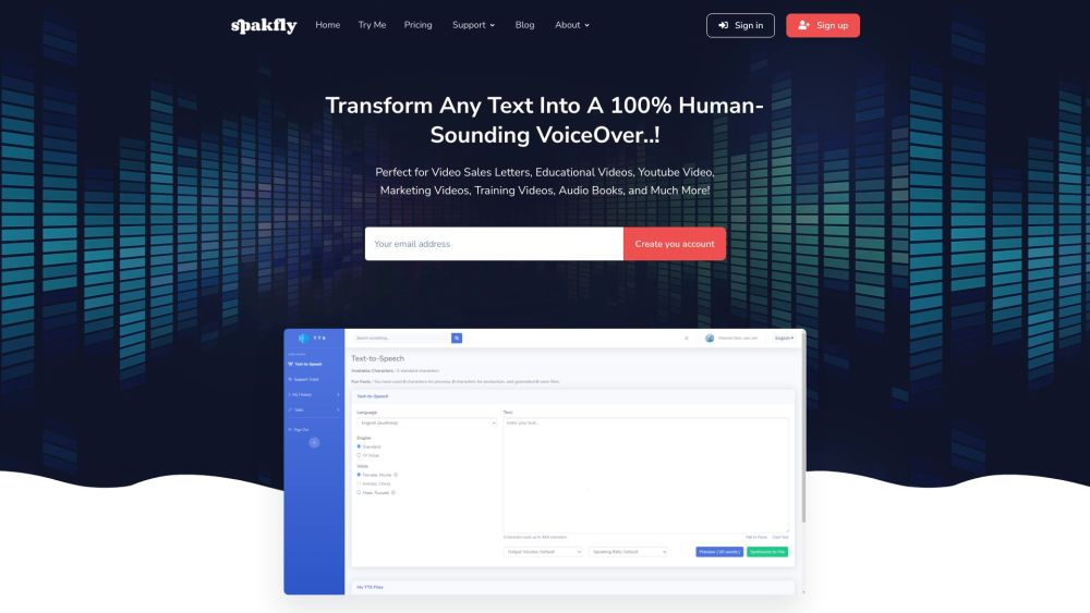 Spakfly Website screenshot