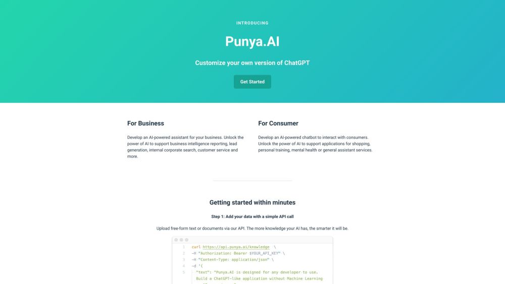 Punya AI Website screenshot