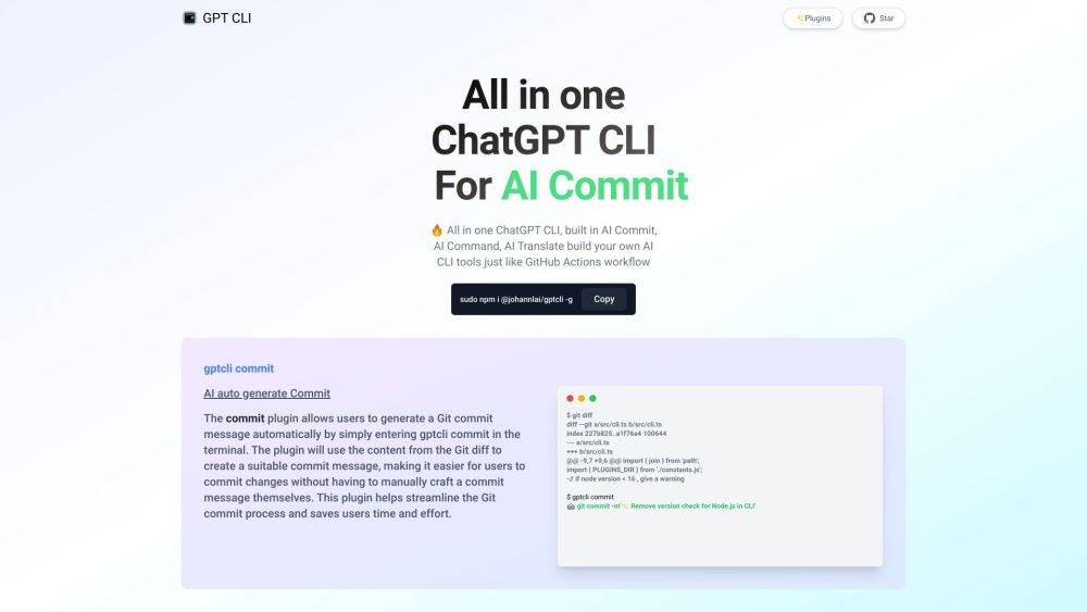 GPT CLI Website screenshot