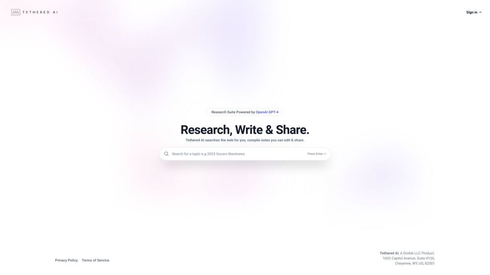 Tethered AI Website screenshot