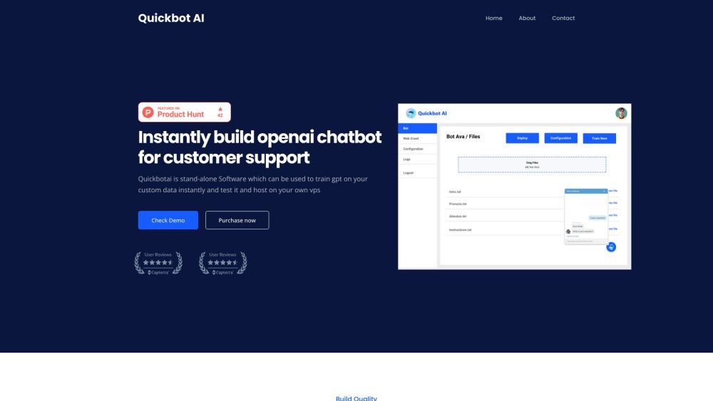 Quickbot AI Website screenshot