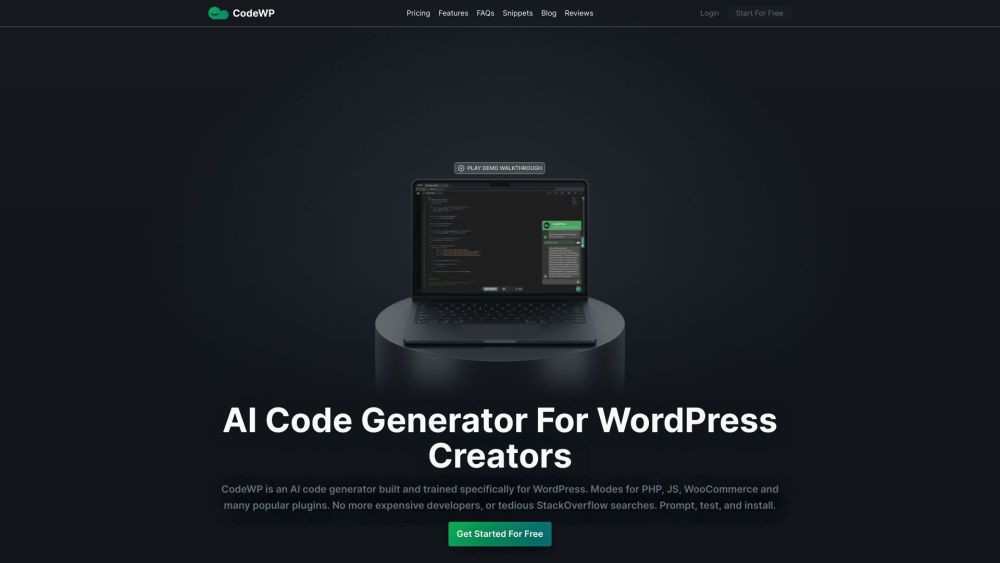 CodeWP - AI WordPress Code Generator & Assistant Website screenshot