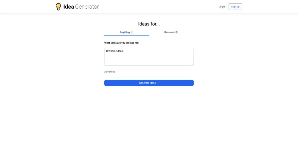 Idea Generator Website screenshot