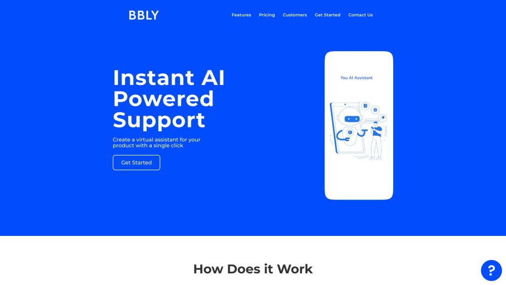 Bubbly - Instant AI Powered Support Website screenshot