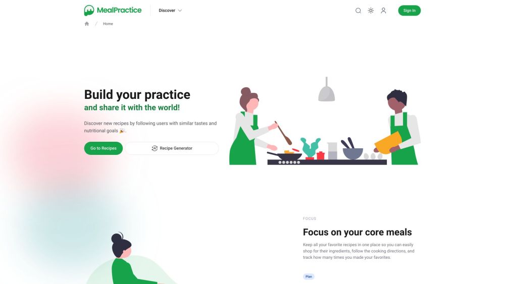 MealPractice Website screenshot