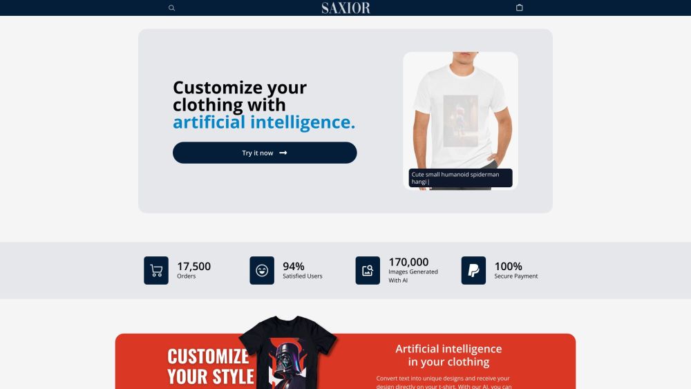 SAXIOR | AI-Powered Design Website Screenshot