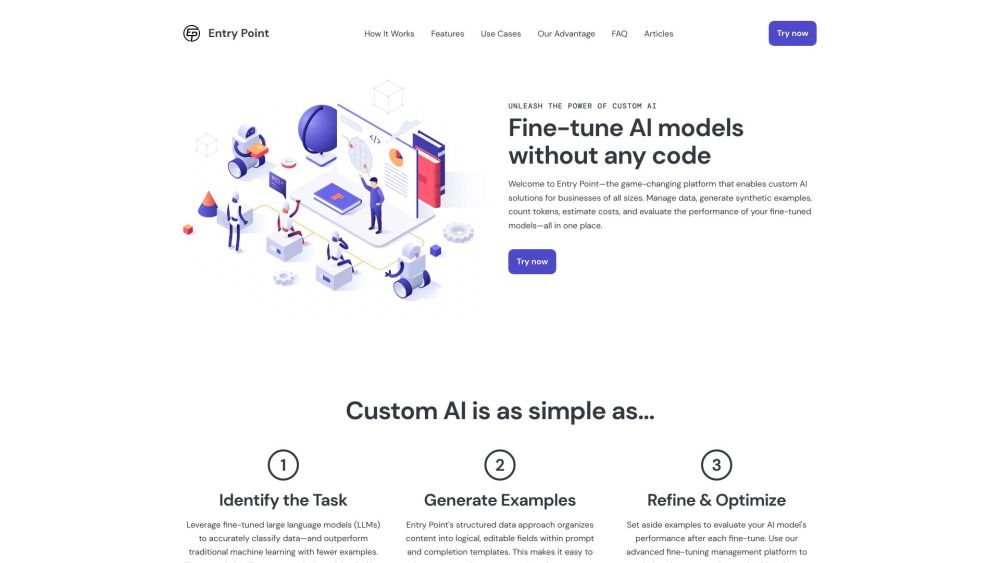 Entry Point AI - Fine-tuning Platform for Large Language Models Website screenshot