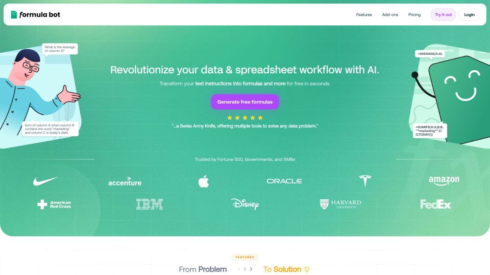 Formula Bot - AI Data Analyst Website screenshot