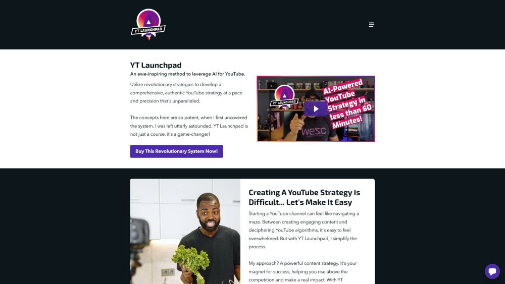 YT Launchpad Website screenshot