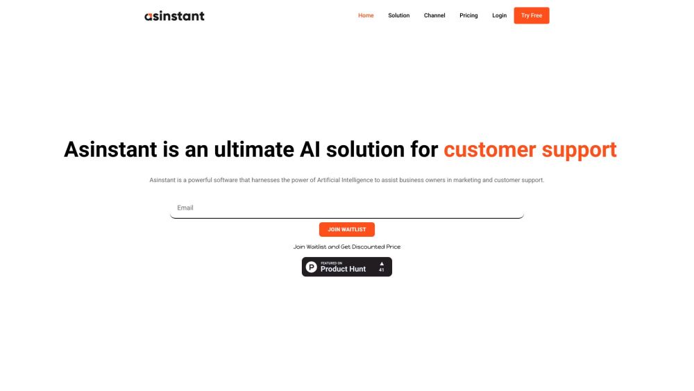 AsInstant - AI for Customer Support & Marketing Website screenshot