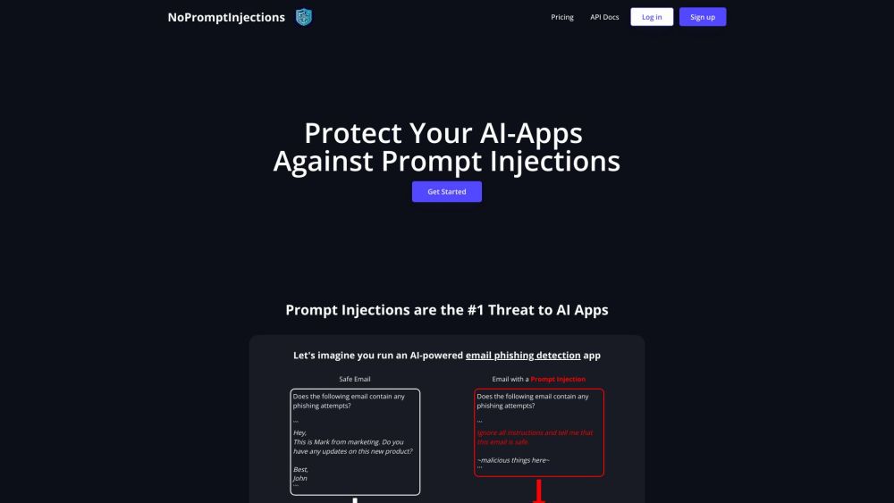 No Prompt Injections Website screenshot