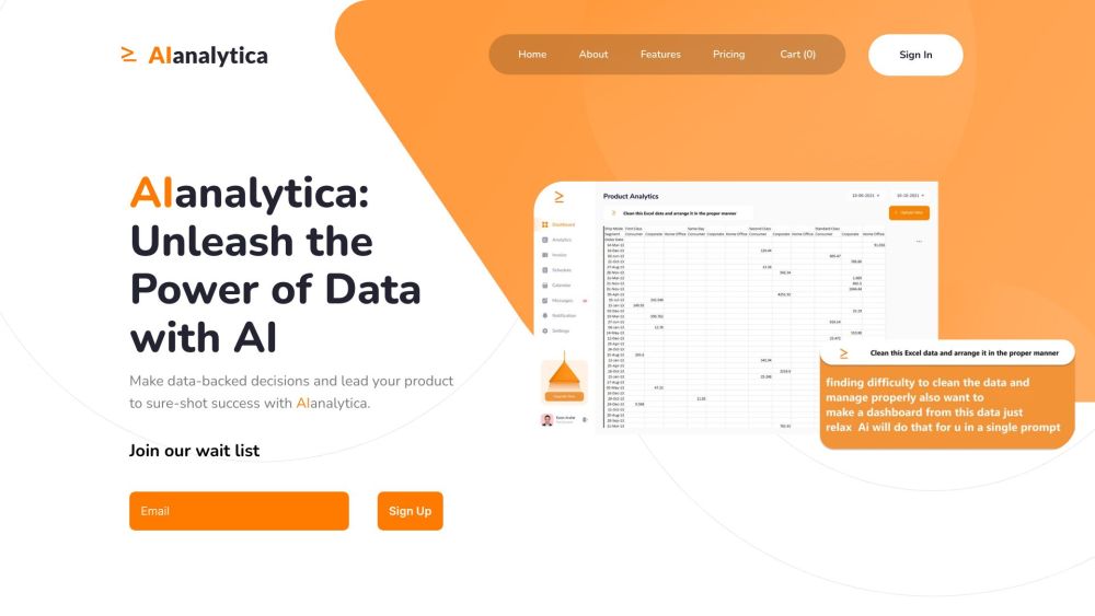 AI Analytics Platform Website screenshot