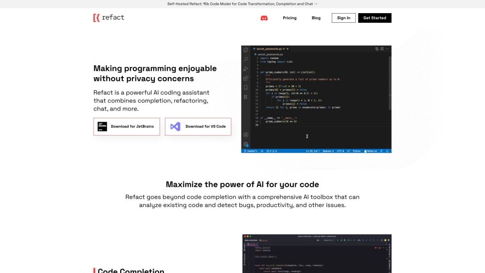 Refact.ai Website screenshot