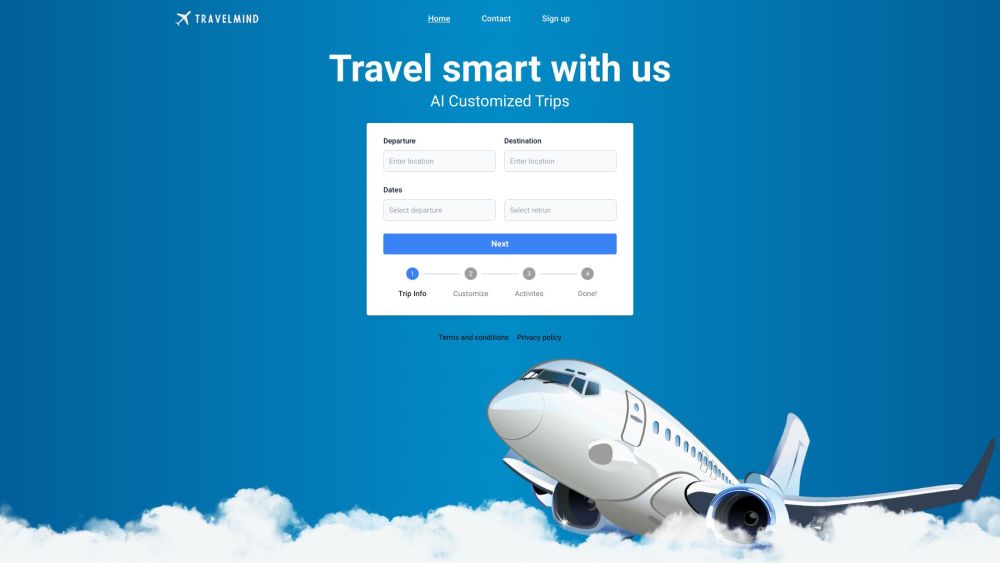 TravelMind Website screenshot