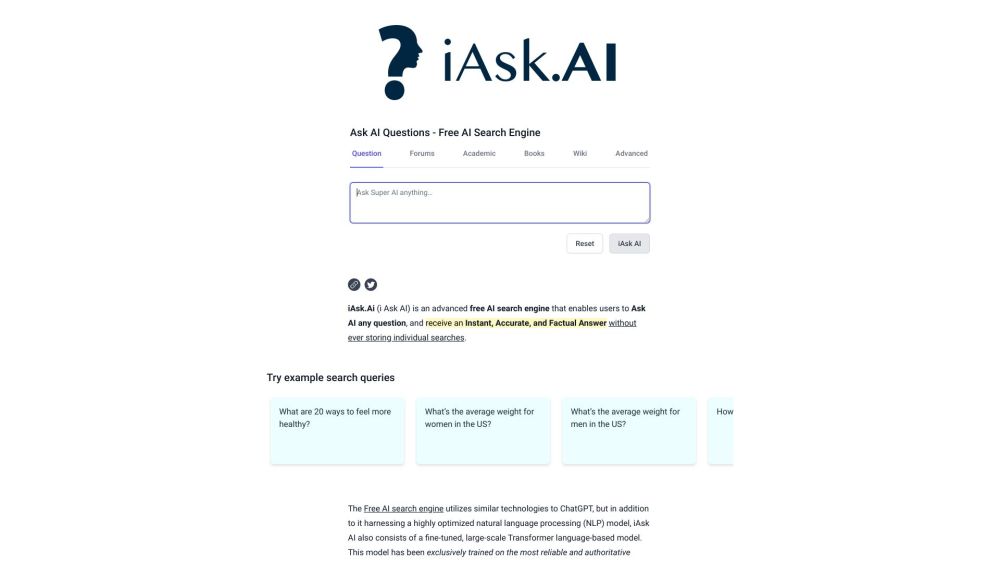 iAsk.Ai Website screenshot