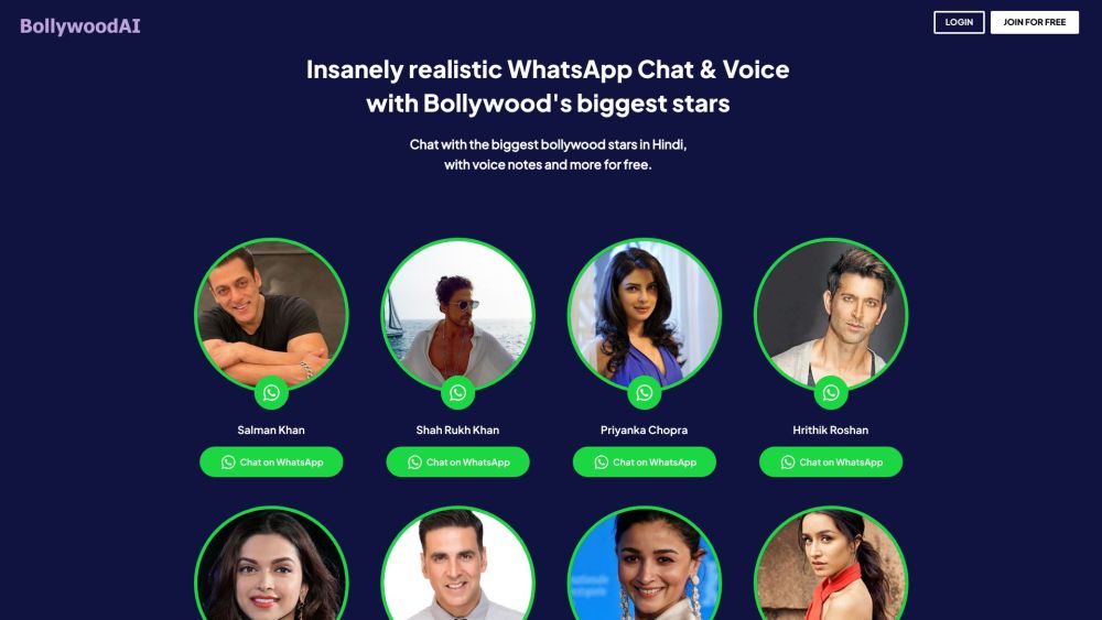 BOLLYWOODAI Website screenshot