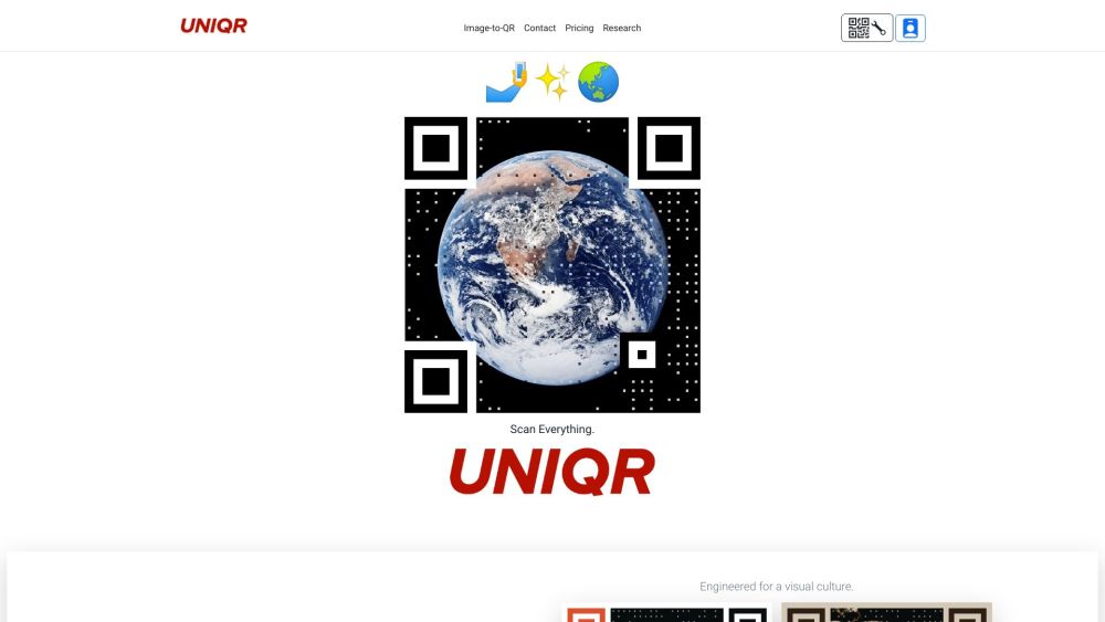 UNIQR Website screenshot