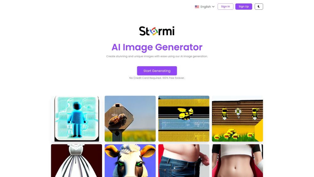 Stormi AI - Free AI Art generator Website screenshot