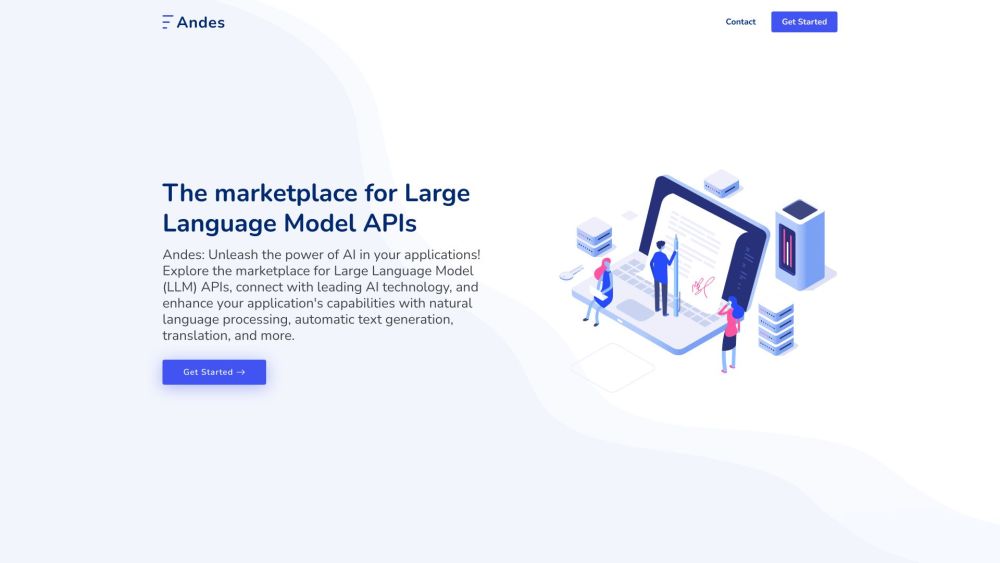 Andes - Machine Learning API Marketplace Website screenshot