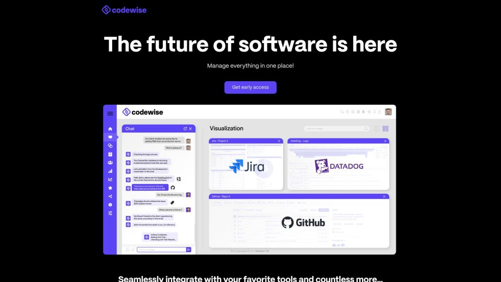 Codewise: AI Powered Software Developer Tool Website screenshot