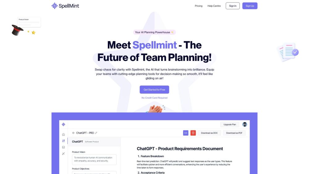 Spellmint Website screenshot