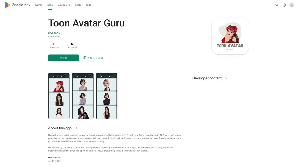 Toon Avatar Guru Website screenshot