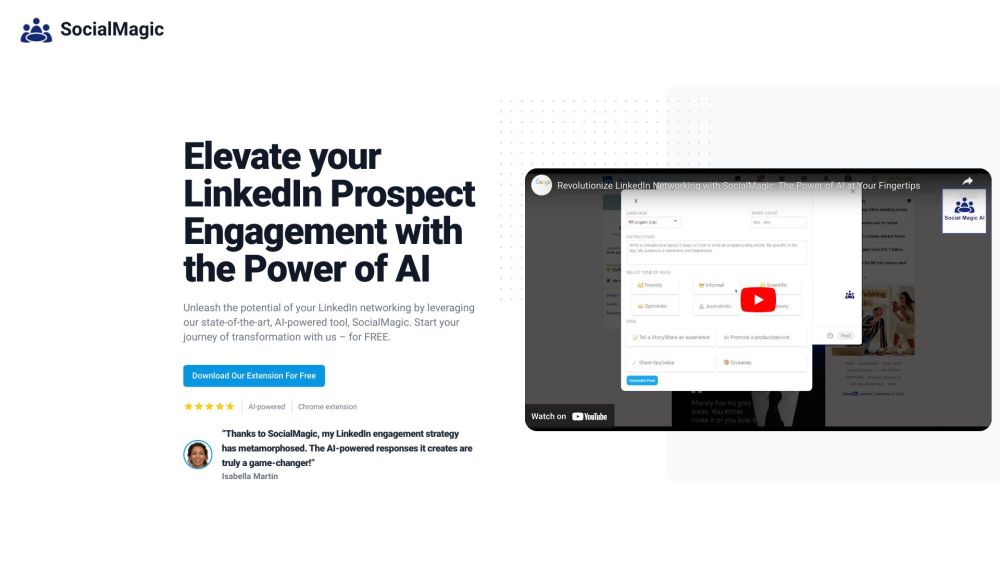 Social Magic | AI for Linkedin Website screenshot