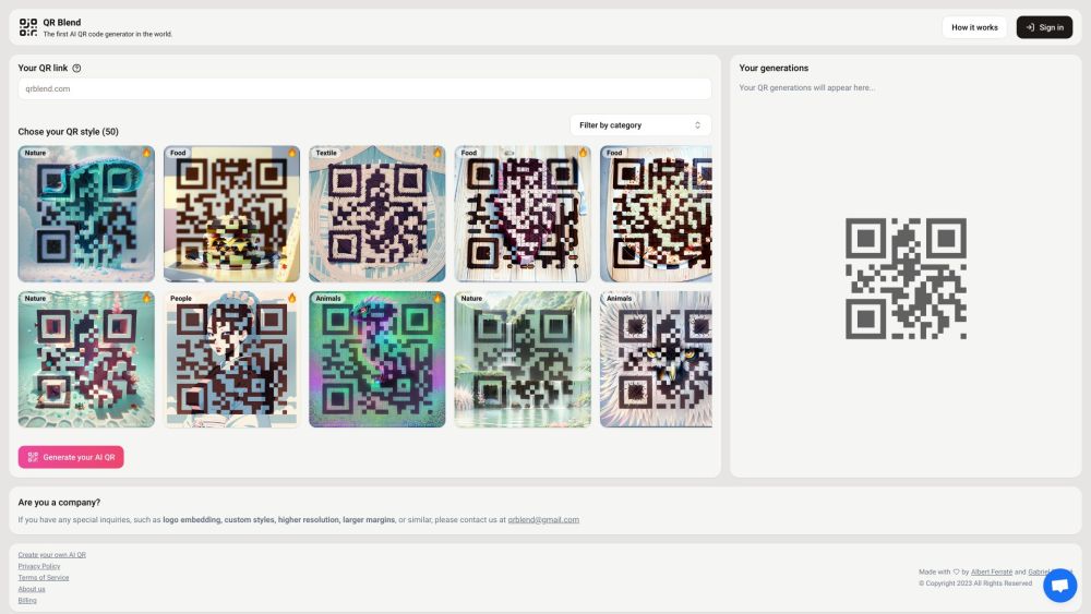 QR Blend Website screenshot