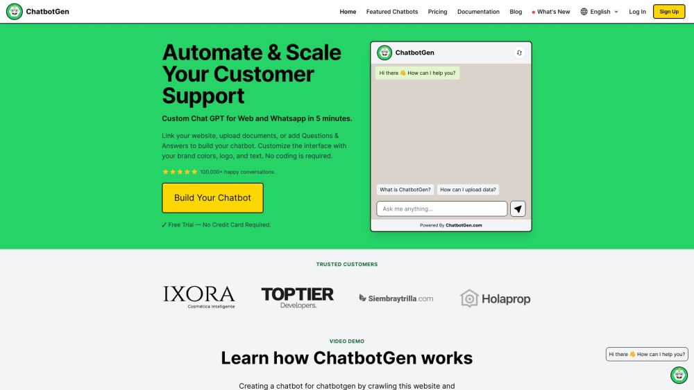 ChatbotGen Website screenshot