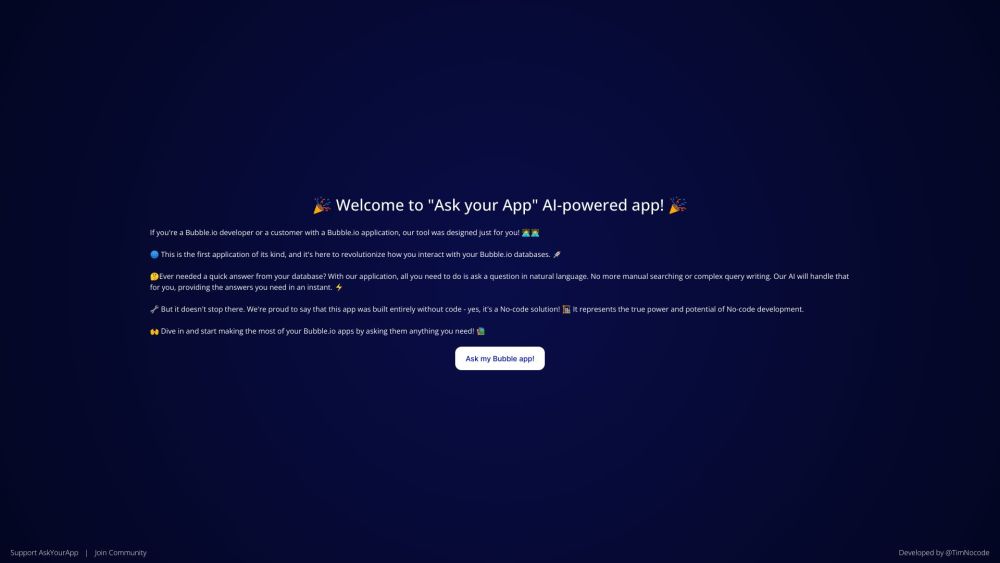 Ask Your App Website screenshot