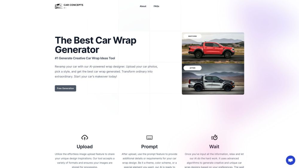 Car Concepts AI Website screenshot