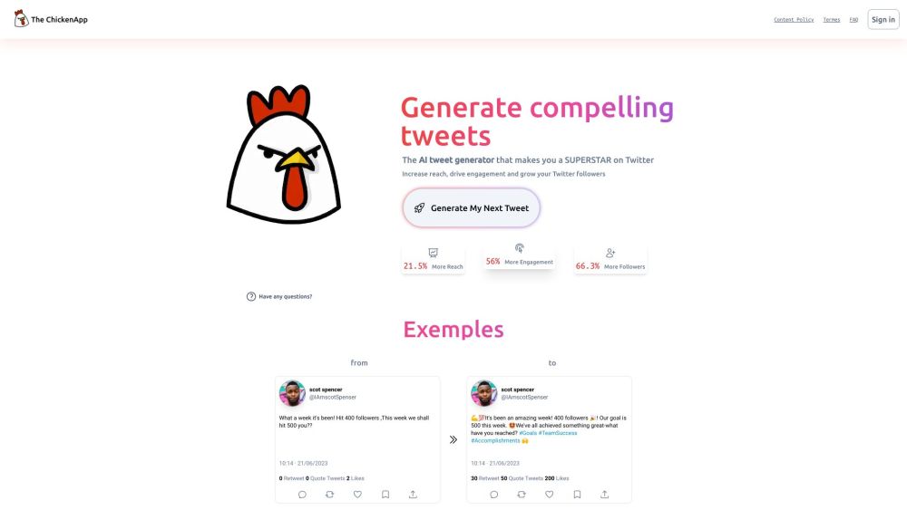 AI Tweet Generator Website screenshot