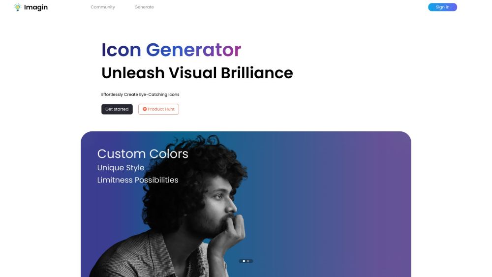 Imagin - AI Powered Icon Generation Website screenshot