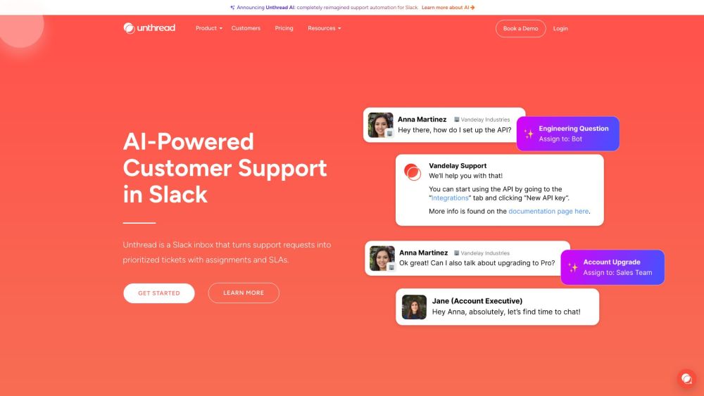 Unthread - AI Support in Slack: Automate, Track, Manage, Integrate