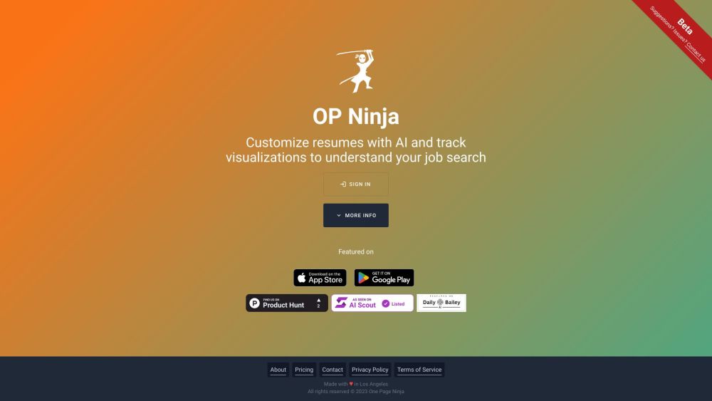 OP Ninja Website screenshot