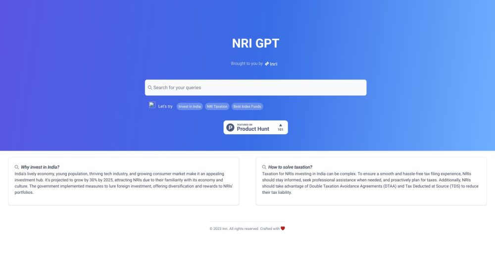 NRI GPT Website screenshot