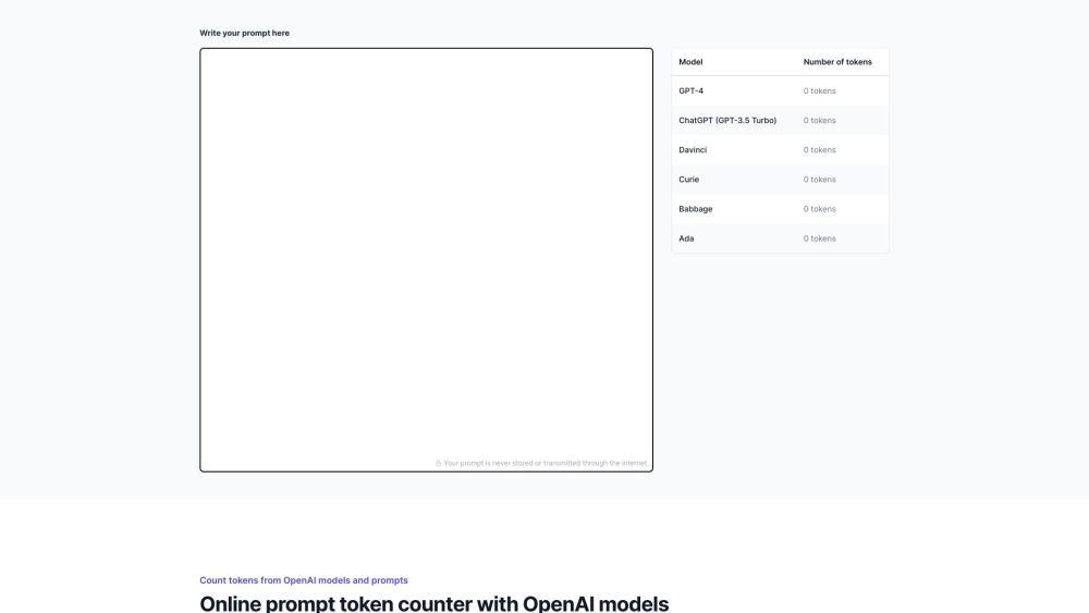 Token Counter for OpenAI Models Website screenshot