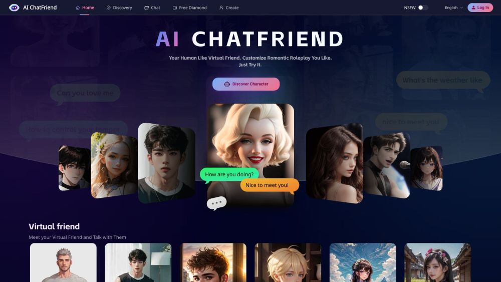 AI ChatFriend Website screenshot