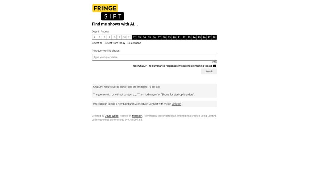 FringeSift Website screenshot