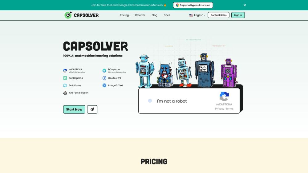 CapSolver - Automatic Captcha Solution Service Website screenshot