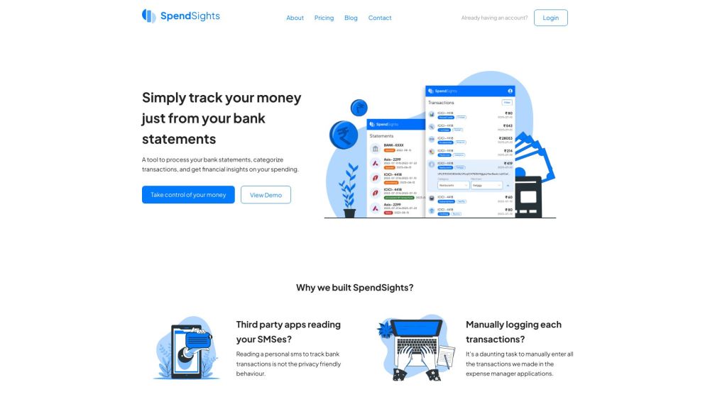 SpendSights Website screenshot