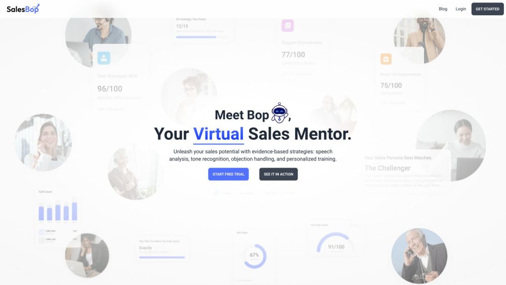 SalesBop - AI Powered Sales Coach Website screenshot