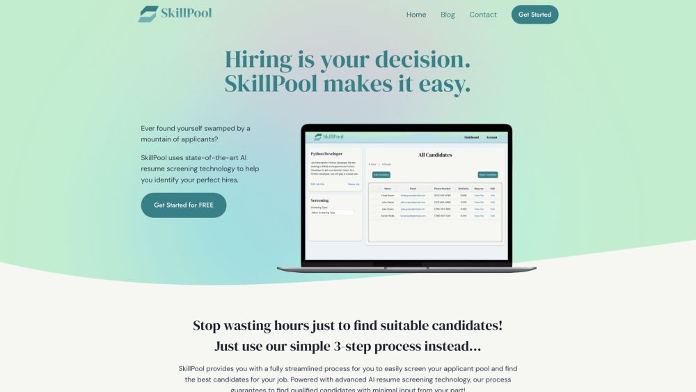 SkillPool Website screenshot